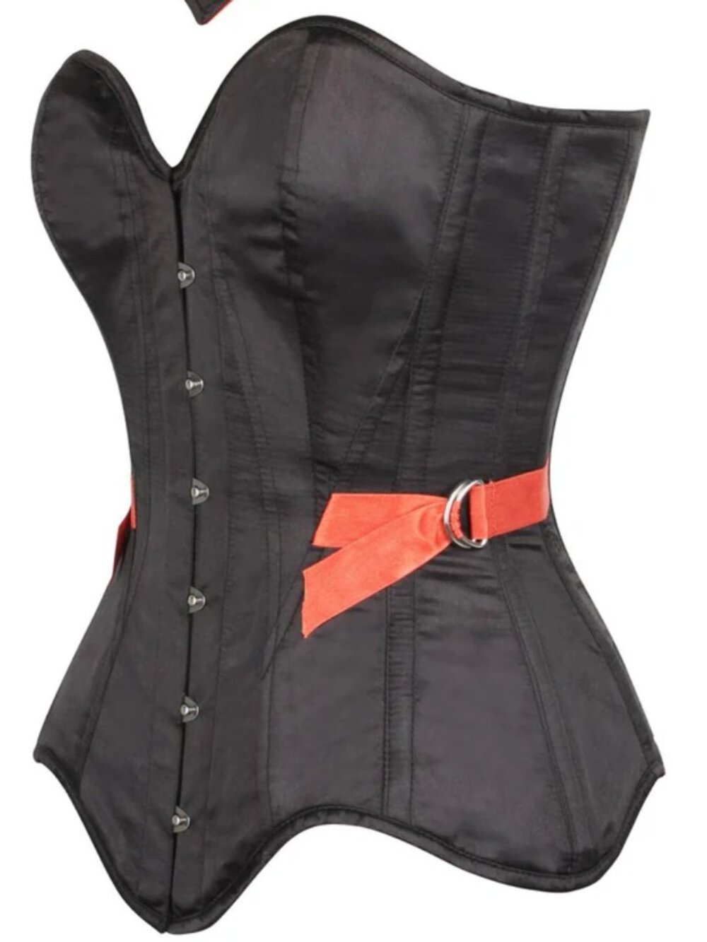 Black Satin Corset with Orange Accents (32'')